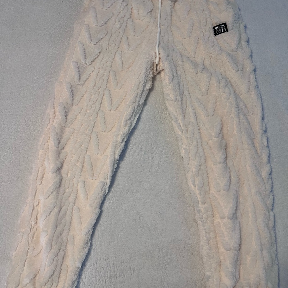 Cream Textured Joggers
